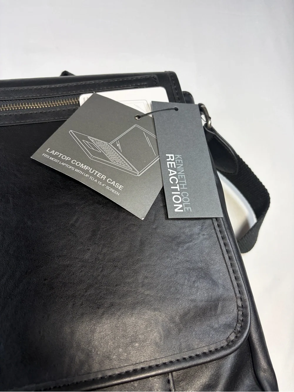 Kenneth Cole Reaction Black Vegan LeatherMessenger Bag for Men